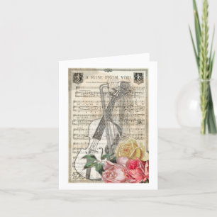 Cartes Pour Fêtes Annuelles Musique heureuse vintage de violon du jour de mère