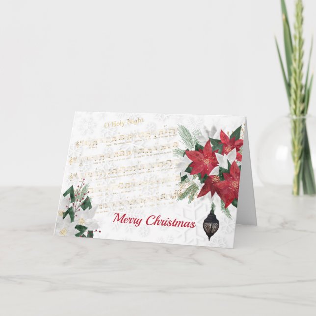 Cartes Pour Fêtes Annuelles Musique Red Poinsettia Hymn Noël (Devant)