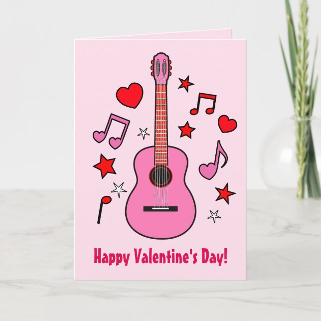Cartes Pour Fêtes Annuelles Musique Saint Valentin avec guitare (Devant)