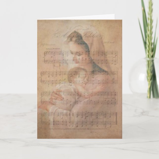 Cartes Pour Fêtes Annuelles Musique Vierge Marie Baby Jesus Holly Notes (Devant)