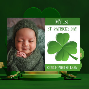 Cartes Pour Fêtes Annuelles My 1st St Patrick's Day Baby Photo Shamrocks Holi