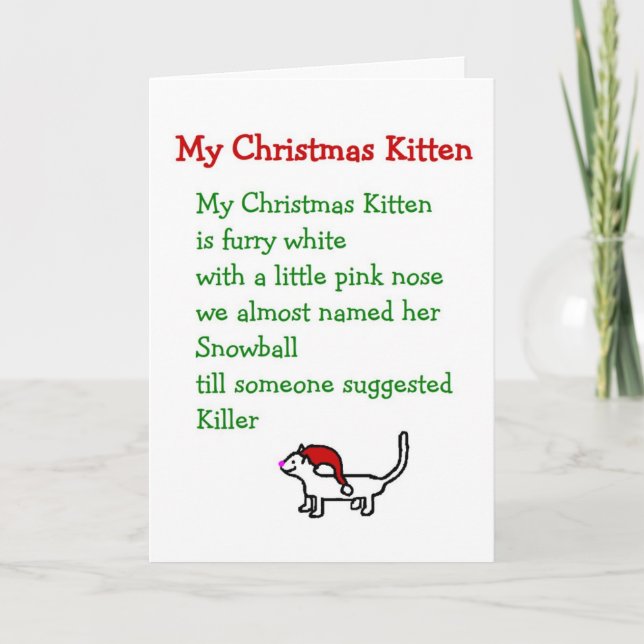 Cartes Pour Fêtes Annuelles My Christmas Kitten - Un drôle de poème de Noël (Devant)