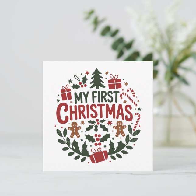 Cartes Pour Fêtes Annuelles My First Christmas 1st Xmas Family Matching Baby  (Debout devant)