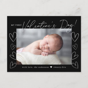 Cartes Pour Fêtes Annuelles My First Valentine's Day Script photo noir