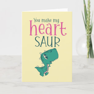 Cartes Pour Fêtes Annuelles My Heart Saur Cute Dinosaur Drôle Saint Valentin