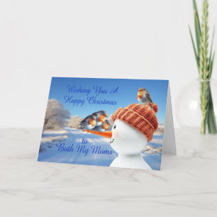 Cartes Pour Fêtes Annuelles My Moms Robins et Snowman Noël