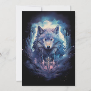 Cartes Pour Fêtes Annuelles Mystic Moon Wolf Guardian