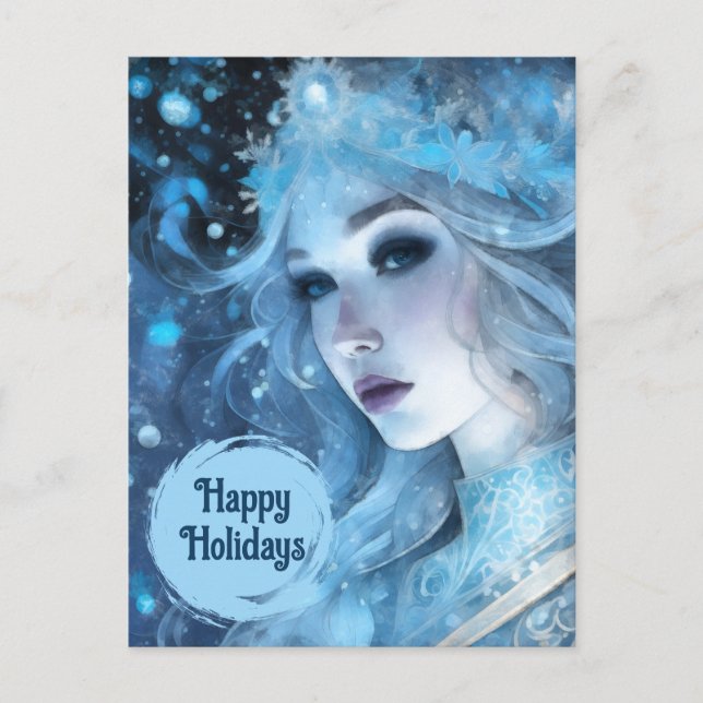 Cartes Pour Fêtes Annuelles Mystical Ice Queen - Imaginaire Winter Goddess Art (Devant)