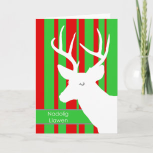 Cartes Pour Fêtes Annuelles Nadolig Llawen, Noël en Gallois, Cerf Blanc
