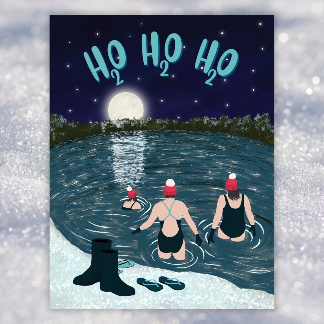Cartes Pour Fêtes Annuelles Nage en eau libre dans un lac avec neige Noël (Créateur téléchargé)