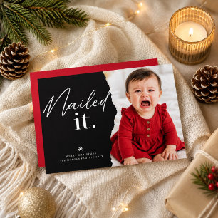Cartes Pour Fêtes Annuelles Nailed It Panneau Noir Photo de Bébé Drôle de Noël