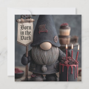 Cartes Pour Fêtes Annuelles Nain de Halloween gothique avec panneau Né dans le