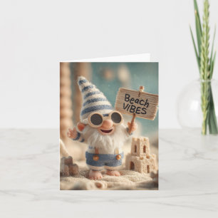 Cartes Pour Fêtes Annuelles Nain de jardin d'été "Vibes de plage"