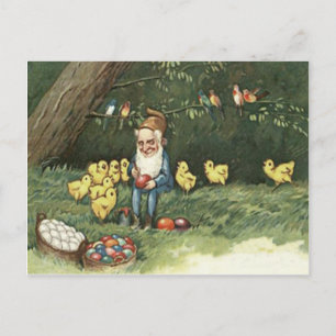 Cartes Pour Fêtes Annuelles Nain Elfe de Pâques Oeuf Coloré Peint Poussin