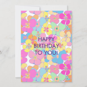 Cartes Pour Fêtes Annuelles Naissance de Neon Retro Floral Rose