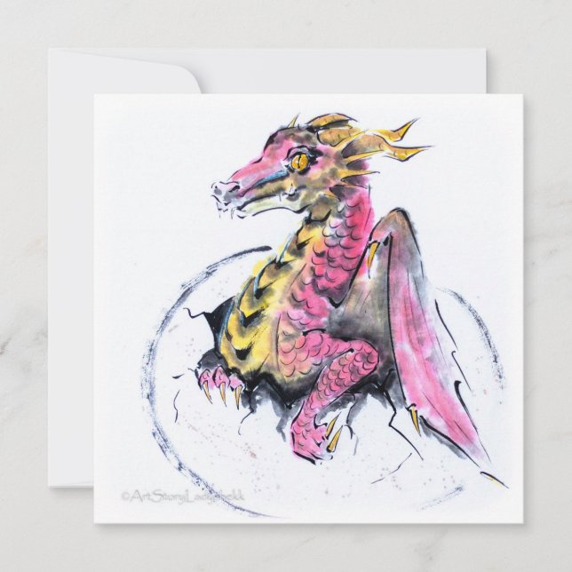 Cartes Pour Fêtes Annuelles Naissance d'un dragon // Bébé dragon (Devant)