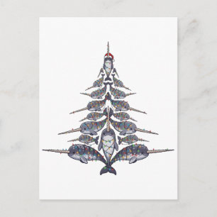 Cartes Pour Fêtes Annuelles Narwal Chapeau de Père Noël Lumières de Noël Xmas