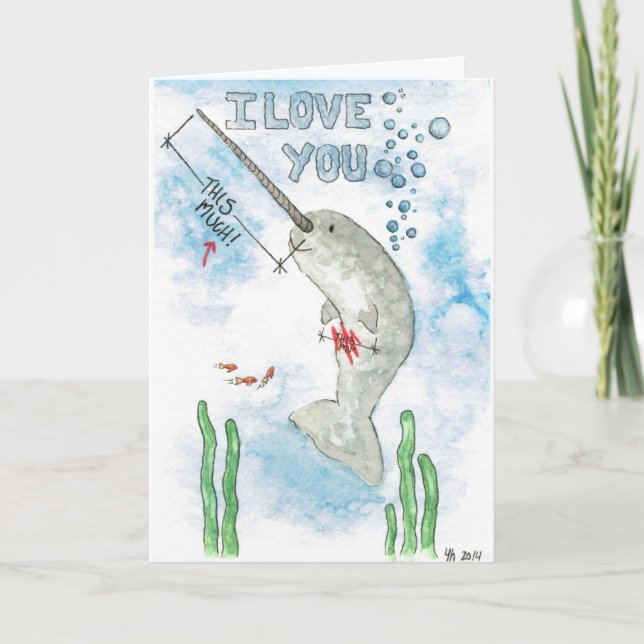 Cartes Pour Fêtes Annuelles Narwhal vous aime thi….CE BEAUCOUP ! (Devant)