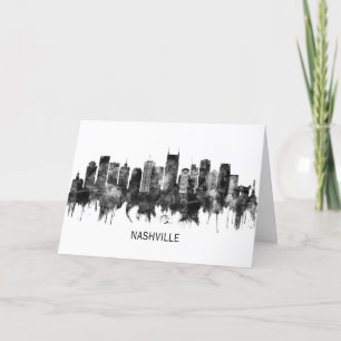 Cartes Pour Fêtes Annuelles Nashville Tennessee Skyline BW