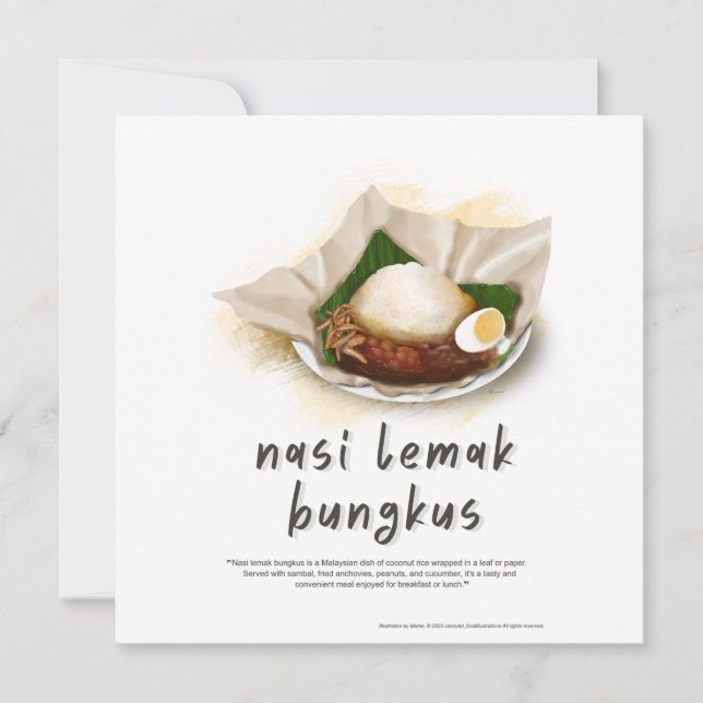 Cartes Pour Fêtes Annuelles Nasi Lemak Bungkus Malaisie (Devant)