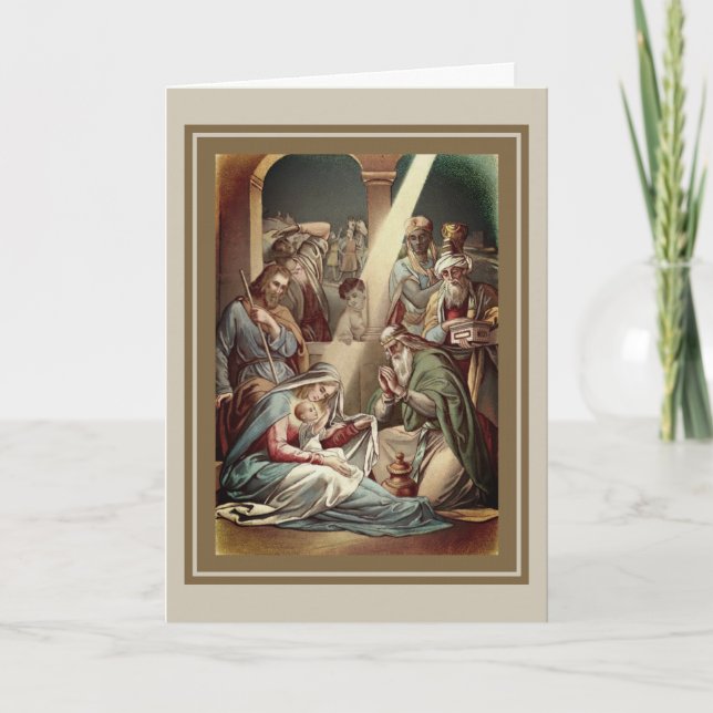 Cartes Pour Fêtes Annuelles Nativité Avec Les Hommes Sages (Devant)