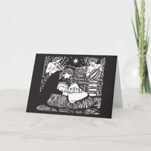 Cartes Pour Fêtes Annuelles Nativité avec luth à gourde de violon et lange à b