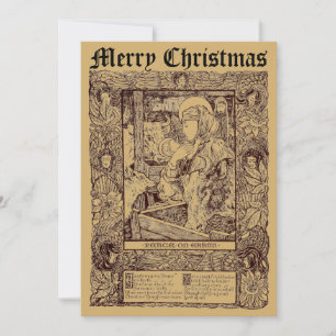 Cartes Pour Fêtes Annuelles Nativité de Noël Art Nouveau vintage 1898