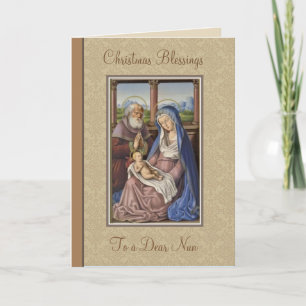 Cartes Pour Fêtes Annuelles Nativité de Noël de Jésus Nonne Vintage