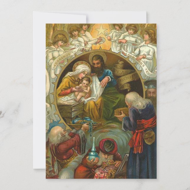 Cartes Pour Fêtes Annuelles Nativité de Noël Epiphanie Sainte Famille Sauvage (Devant)