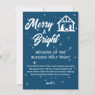 Cartes Pour Fêtes Annuelles Nativité de Noël joyeuse et brillante Script blanc