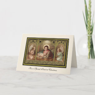 Cartes Pour Fêtes Annuelles Nativité de Noël Vierge Marie Jésus Anges Vacances
