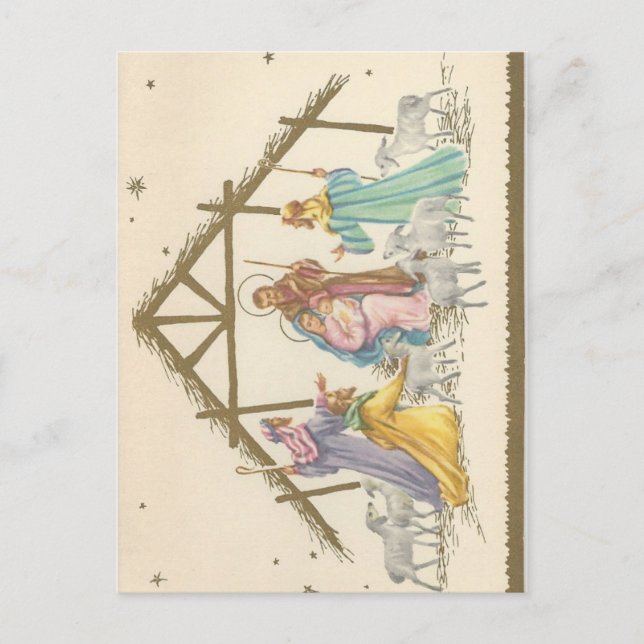 Cartes Pour Fêtes Annuelles Nativité de Noël Vintage (Devant)