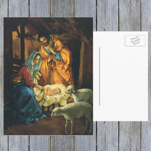 Cartes Pour Fêtes Annuelles Nativité de Noël Vintage, Baby Jesus in Manger