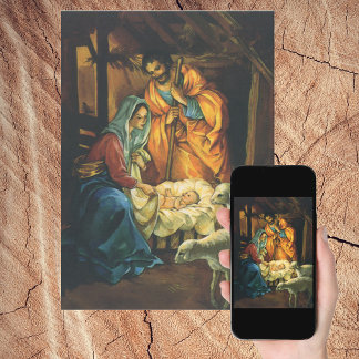 Cartes Pour Fêtes Annuelles Nativité de Noël Vintage, Baby Jesus in Manger