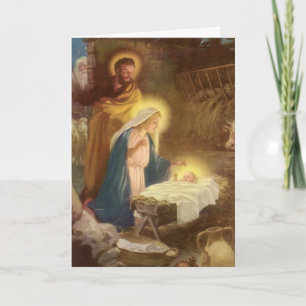 Cartes Pour Fêtes Annuelles Nativité de Noël Vintage, Marie Joseph Bébé Jésus