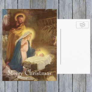 Cartes Pour Fêtes Annuelles Nativité de Noël Vintage, Marie Joseph Bébé Jésus