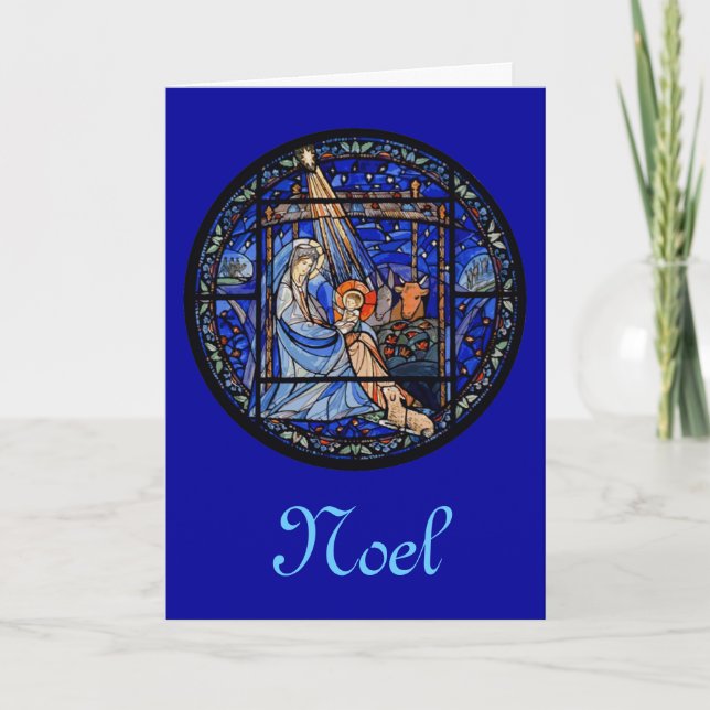 Cartes Pour Fêtes Annuelles Nativité en verre tendu circulaire (Devant)
