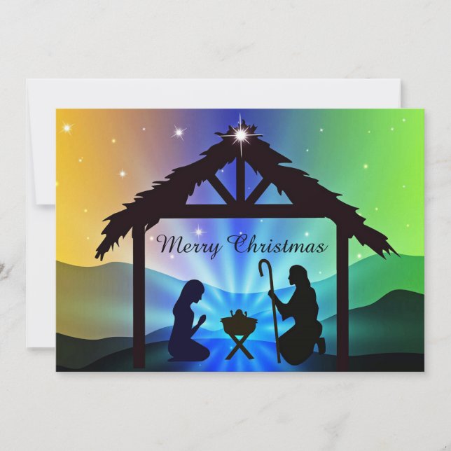 Cartes Pour Fêtes Annuelles Nativité Manger Christmas Graphic Christmas Flat (Devant)