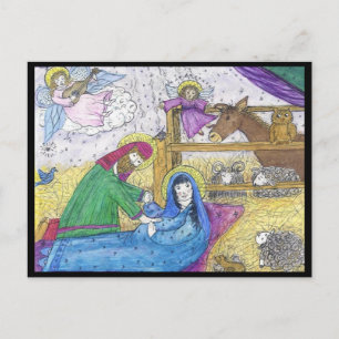 Cartes Pour Fêtes Annuelles Nativité Mary Josheph Manger Angel Noël