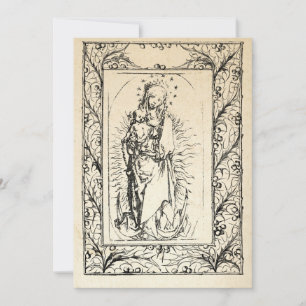Cartes Pour Fêtes Annuelles Nativité médiévale Marie et Jésus Bordure sainte d