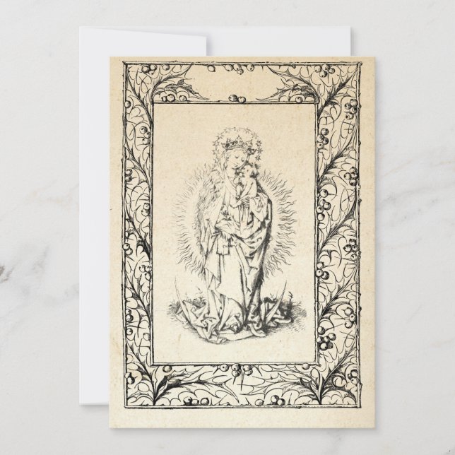 Cartes Pour Fêtes Annuelles Nativité médiévale Marie et Jésus Fête de la front (Devant)
