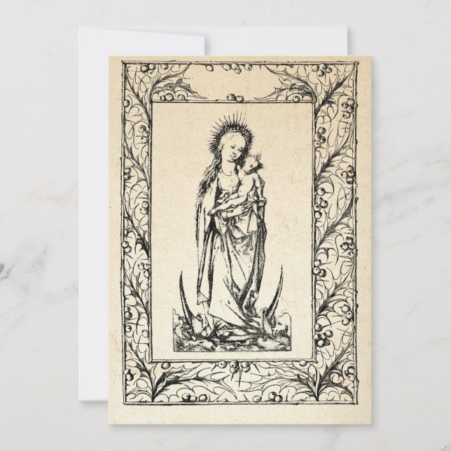 Cartes Pour Fêtes Annuelles Nativité médiévale Marie et Jésus Fête de la front (Devant)