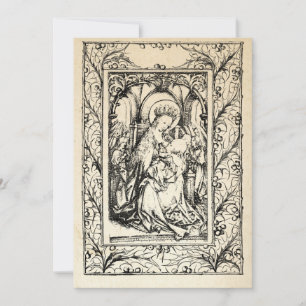 Cartes Pour Fêtes Annuelles Nativité médiévale Marie et Jésus Saint Bord Holid