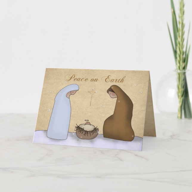 Cartes Pour Fêtes Annuelles Nativité, Paix sur Terre Noël (Devant)