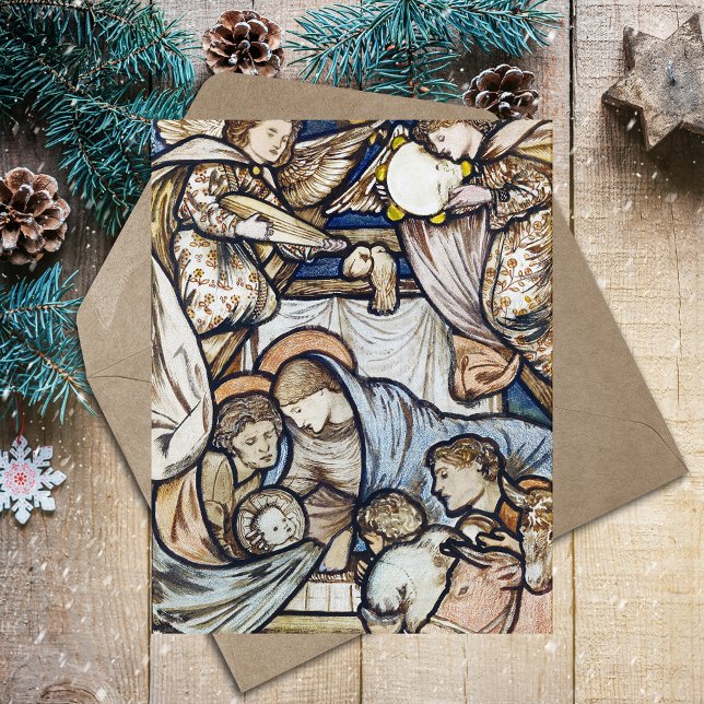 Cartes Pour Fêtes Annuelles Nativité religieuse chrétienne de Noël Burne-Jones (Religious Christian Catholic Christmas Nativity Scene by Burne-Jones Vintage Holiday Postcard)