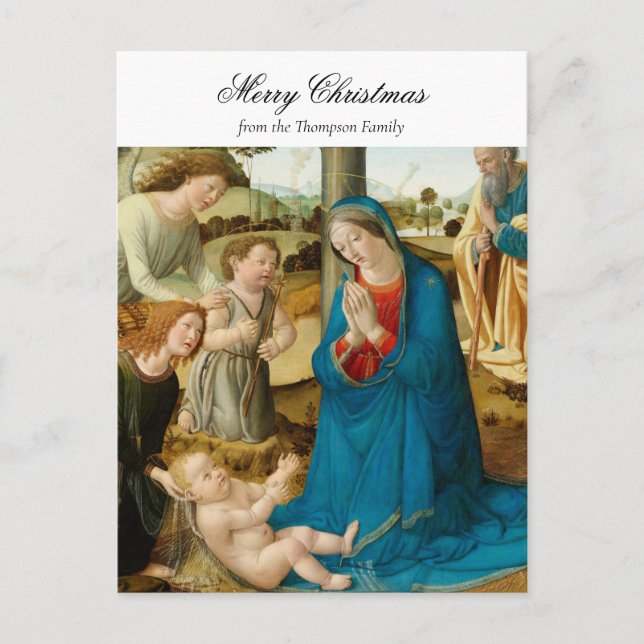 Cartes Pour Fêtes Annuelles Nativité religieuse de Noël Bénédiction chrétienne (Devant)