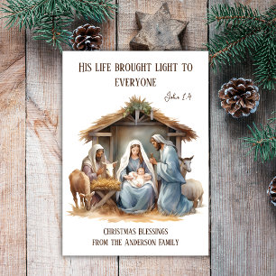 Cartes Pour Fêtes Annuelles Nativité religieuse de Noël Famille Holly