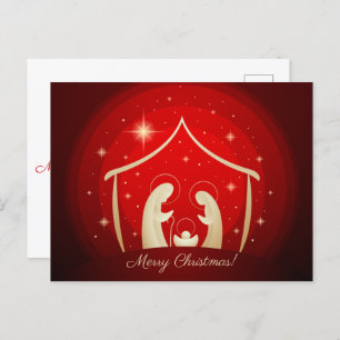 Cartes Pour Fêtes Annuelles Nativité rouge Joyeux Noël