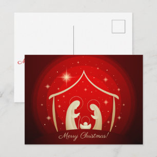 Cartes Pour Fêtes Annuelles Nativité rouge Joyeux Noël