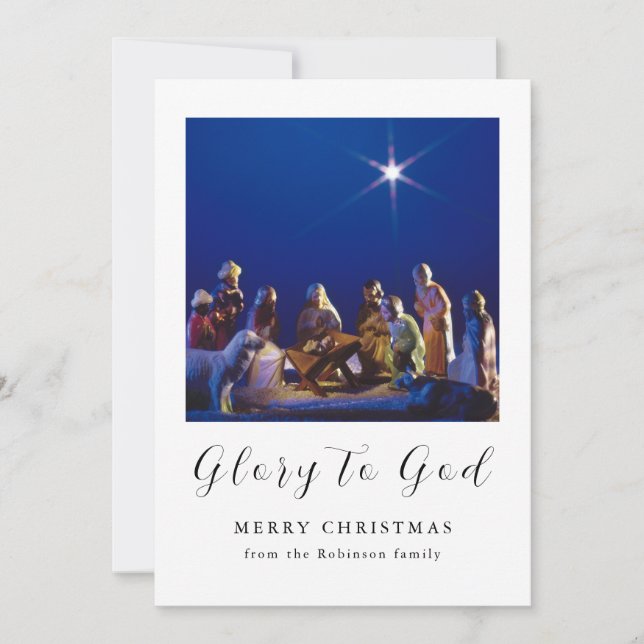 Cartes Pour Fêtes Annuelles Nativité Scène de Noël Gloire à Dieu (Devant)